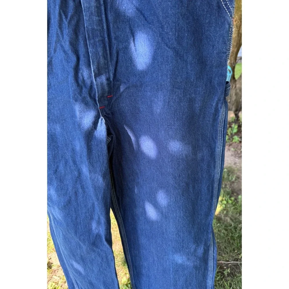 Dickies Bib Overalls Men's 38x32 Blue Denim Carpenter 2014 Made Mexico Zip Fly